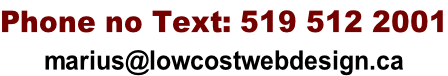Phone no Text: 519 512 2001 marius@lowcostwebdesign.ca